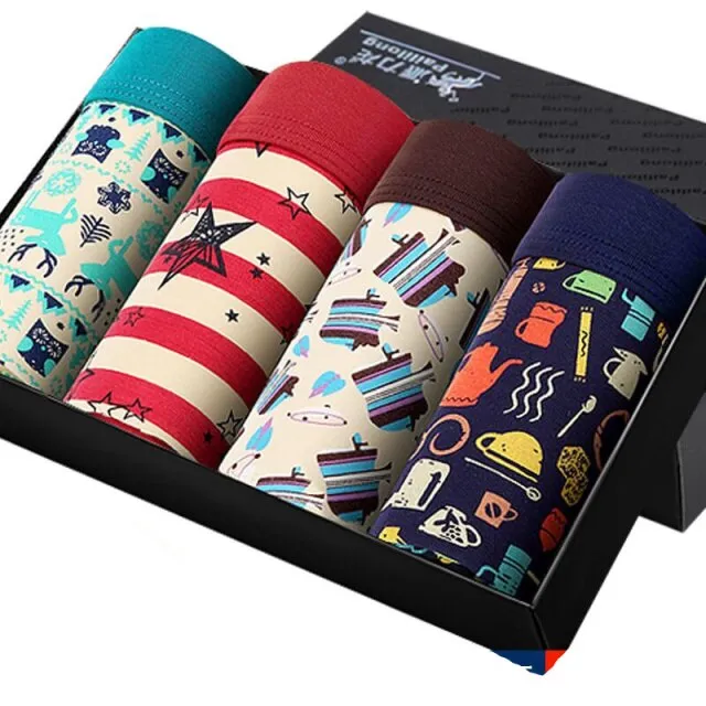 Mens Underwear Boxers 4pcs Fashion printed Men Underpants Boxer Shorts Modal Male Panties Pouch Sheath Underpants vetement homme