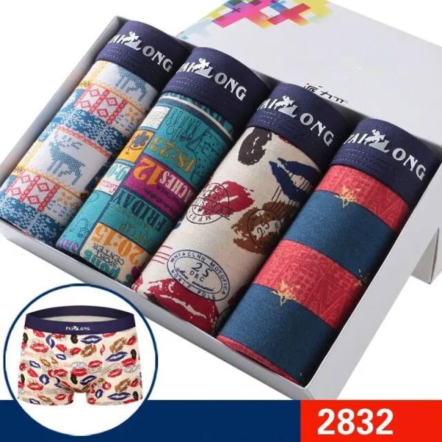 Mens Underwear Boxers 4pcs Fashion printed Men Underpants Boxer Shorts Modal Male Panties Pouch Sheath Underpants vetement homme
