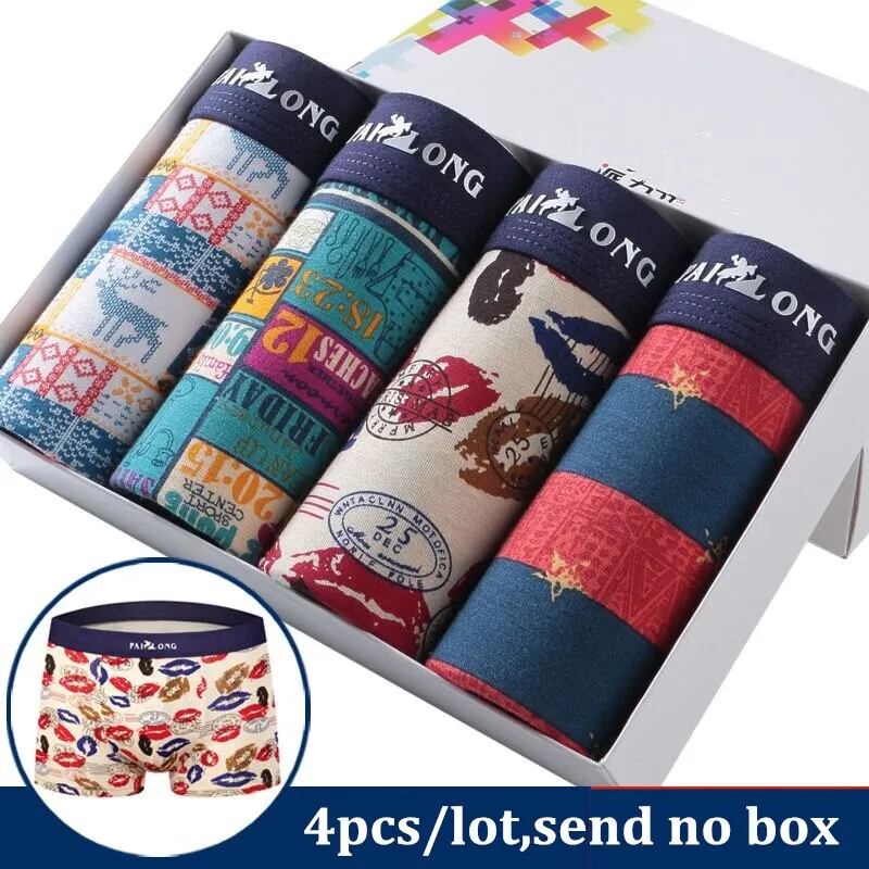 Mens Underwear Boxers 4pcs Fashion printed Men Underpants Boxer Shorts Modal Male Panties Pouch Sheath Underpants vetement homme
