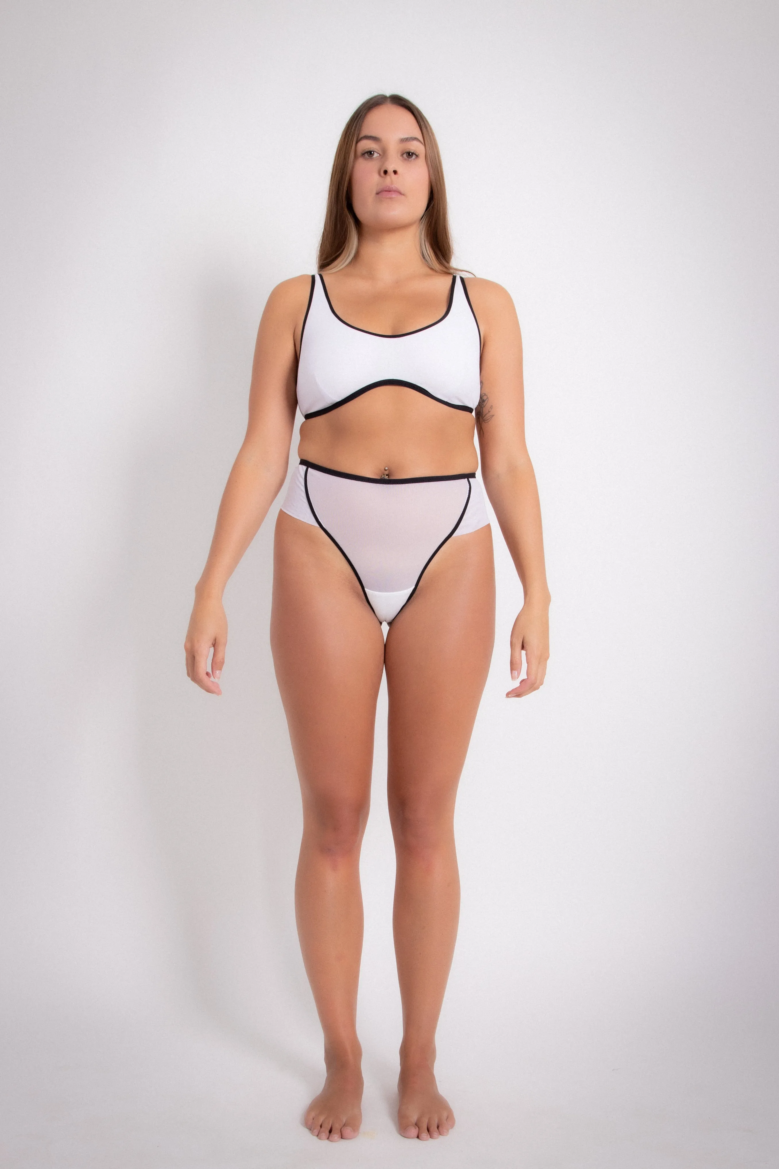 Mesh High G Brief - Black on White (PO)