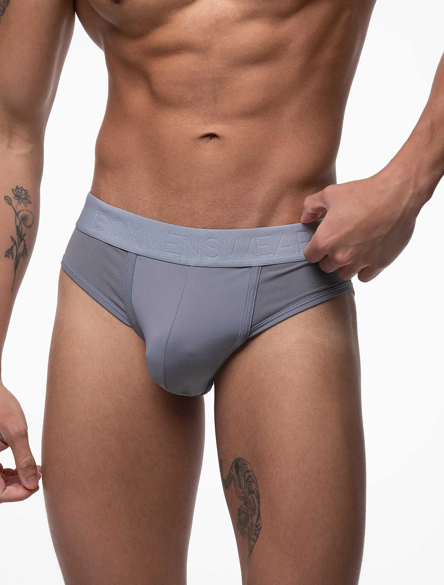 Mesh Panel Briefs - Regal Grey