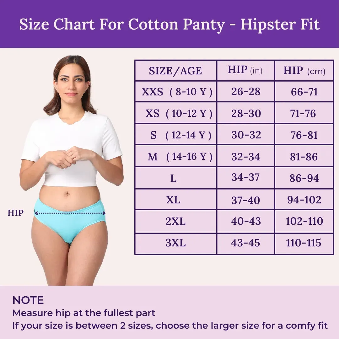 Mid Waist Cotton Underwear For Women | Full Hip Coverage | No Exposed Elastic At Waist & Thigh Round | Friction free | 6 Pack