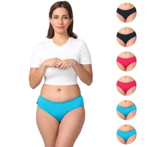 Mid Waist Cotton Underwear For Women | Full Hip Coverage | No Exposed Elastic At Waist & Thigh Round | Friction free | 6 Pack