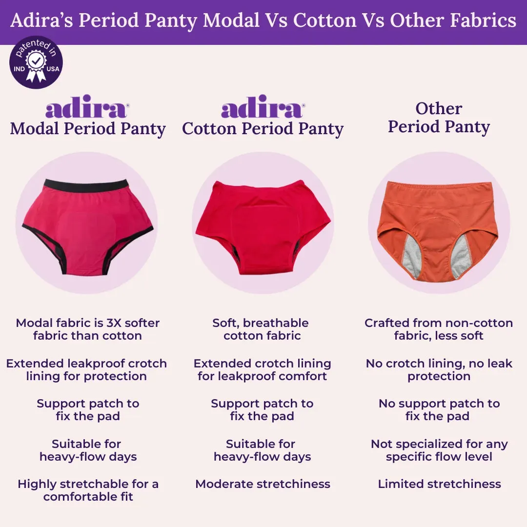Modal Period Panty For Heavy Flow | Boxer Fit | Prevents Front, Back & Inner Thigh Stains