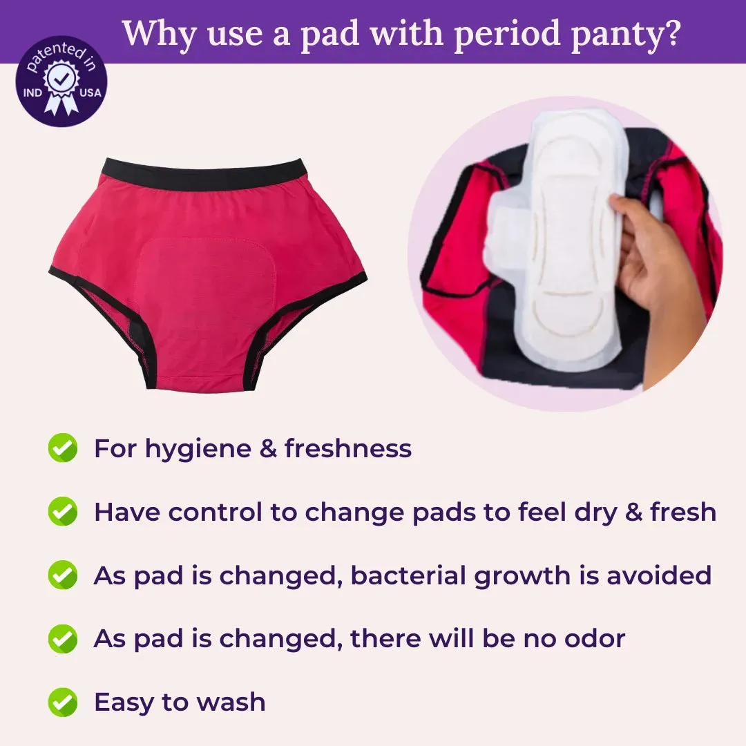 Modal Period Panty For Heavy Flow | Boxer Fit | Prevents Front, Back & Inner Thigh Stains