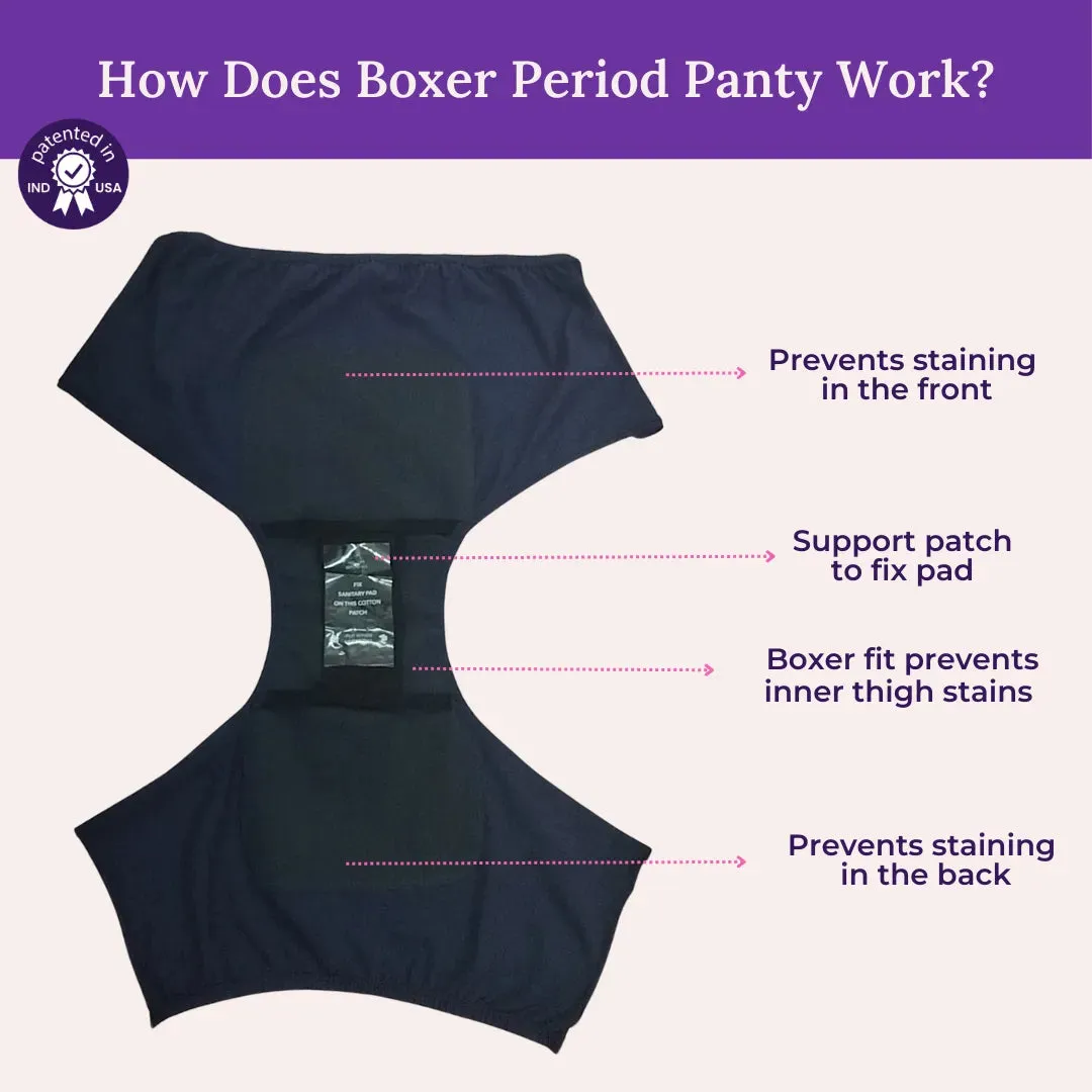Modal Period Panty For Heavy Flow | Boxer Fit | Prevents Front, Back & Inner Thigh Stains