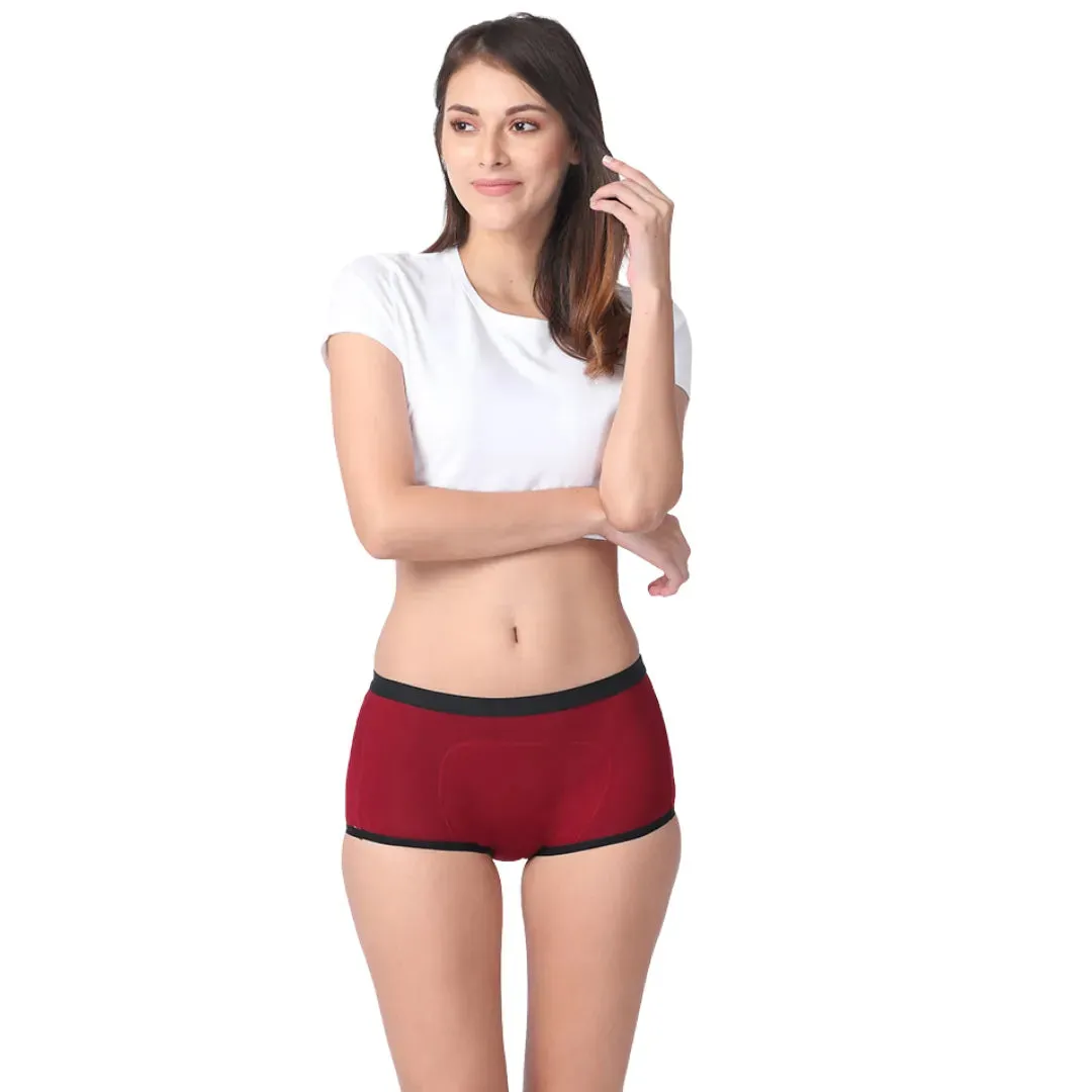 Modal Period Panty For Heavy Flow | Boxer Fit | Prevents Front, Back & Inner Thigh Stains