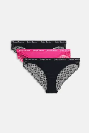 MULTI PACK OF 3 LACE TRIM BRIEFS