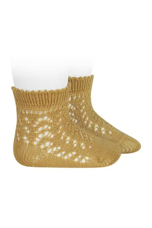 Mustard Ankle Openwork Socks
