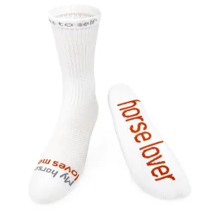 My horse loves me - horse lover™ white crew socks