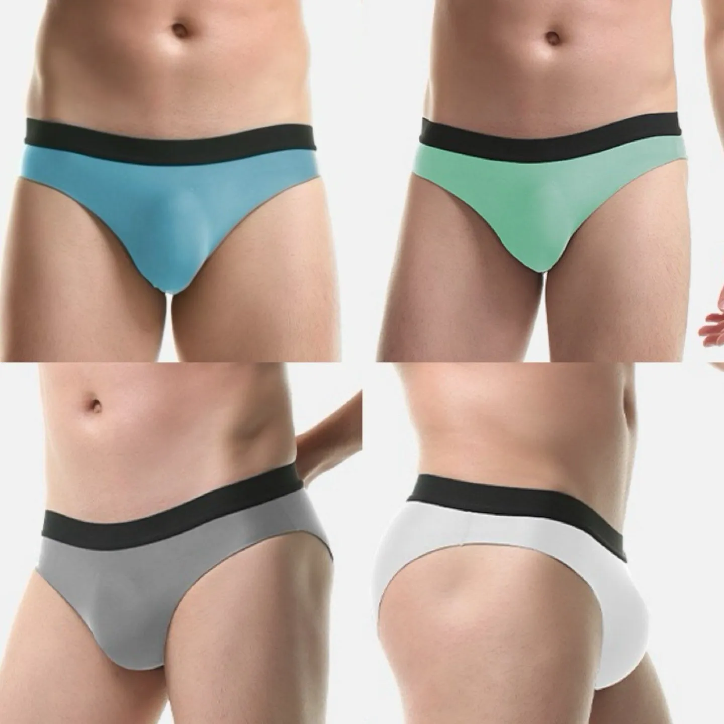 No chafe 3D Seamless Pouch - Men's Ultra Thin Ice silk Briefs (4-Pack) JEWYEE 406