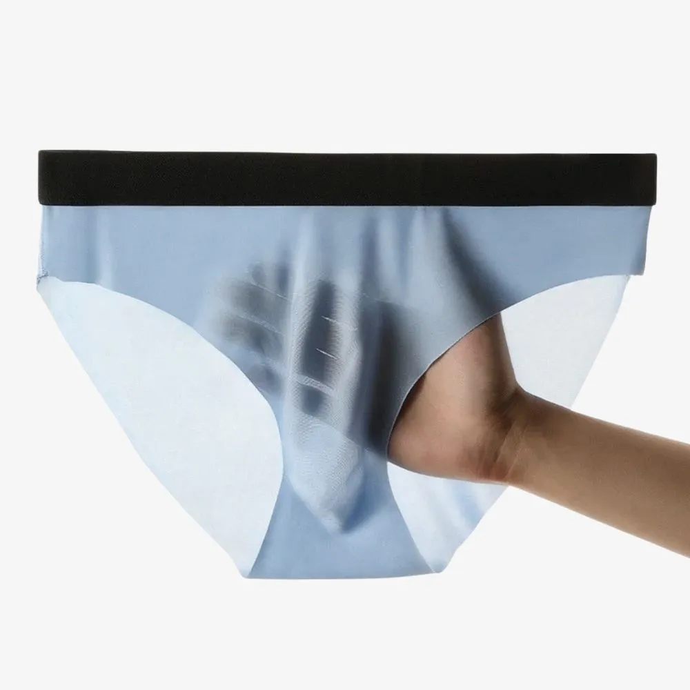 No chafe 3D Seamless Pouch - Men's Ultra Thin Ice silk Briefs (4-Pack) JEWYEE 406
