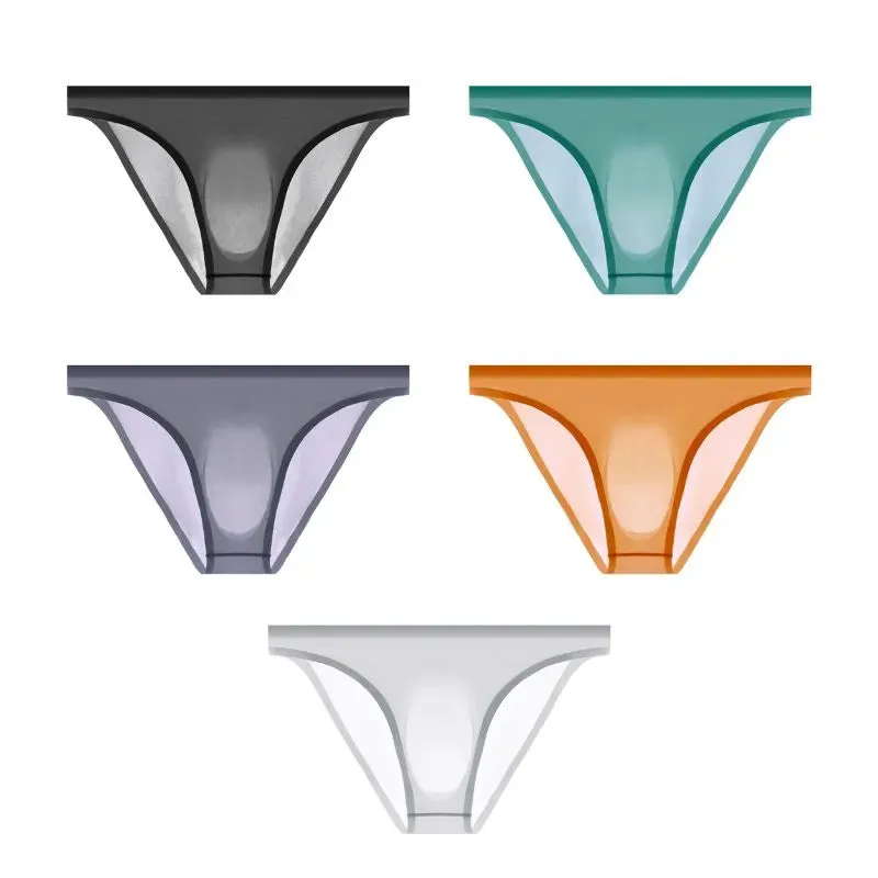 No-Chafe 3D Seamless Pouch - Men's Ultra Thin Ice Silk Briefs (5 Pack) - JEWYEE 808