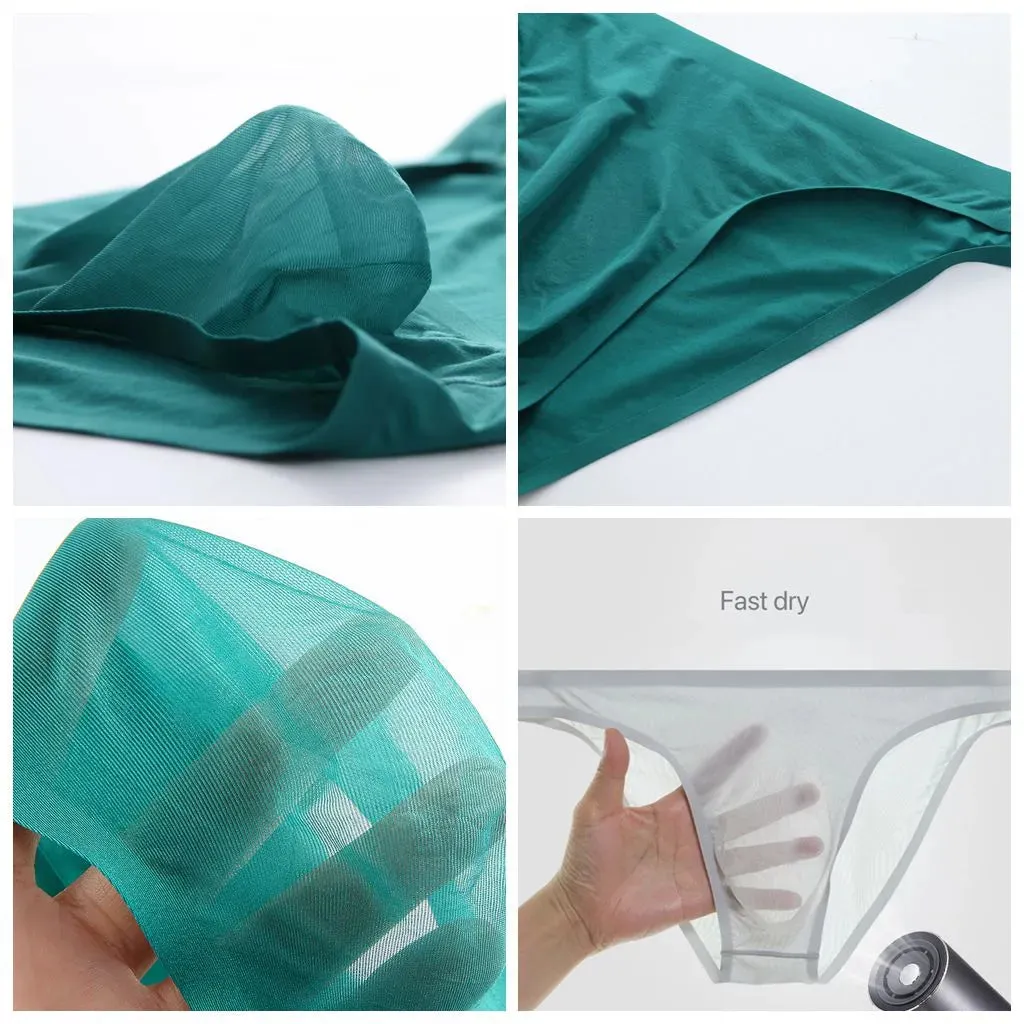 No-Chafe 3D Seamless Pouch - Men's Ultra Thin Ice Silk Briefs (5 Pack) - JEWYEE 808