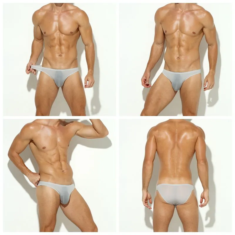 No-Chafe 3D Seamless Pouch - Men's Ultra Thin Ice Silk Briefs (5 Pack) - JEWYEE 808