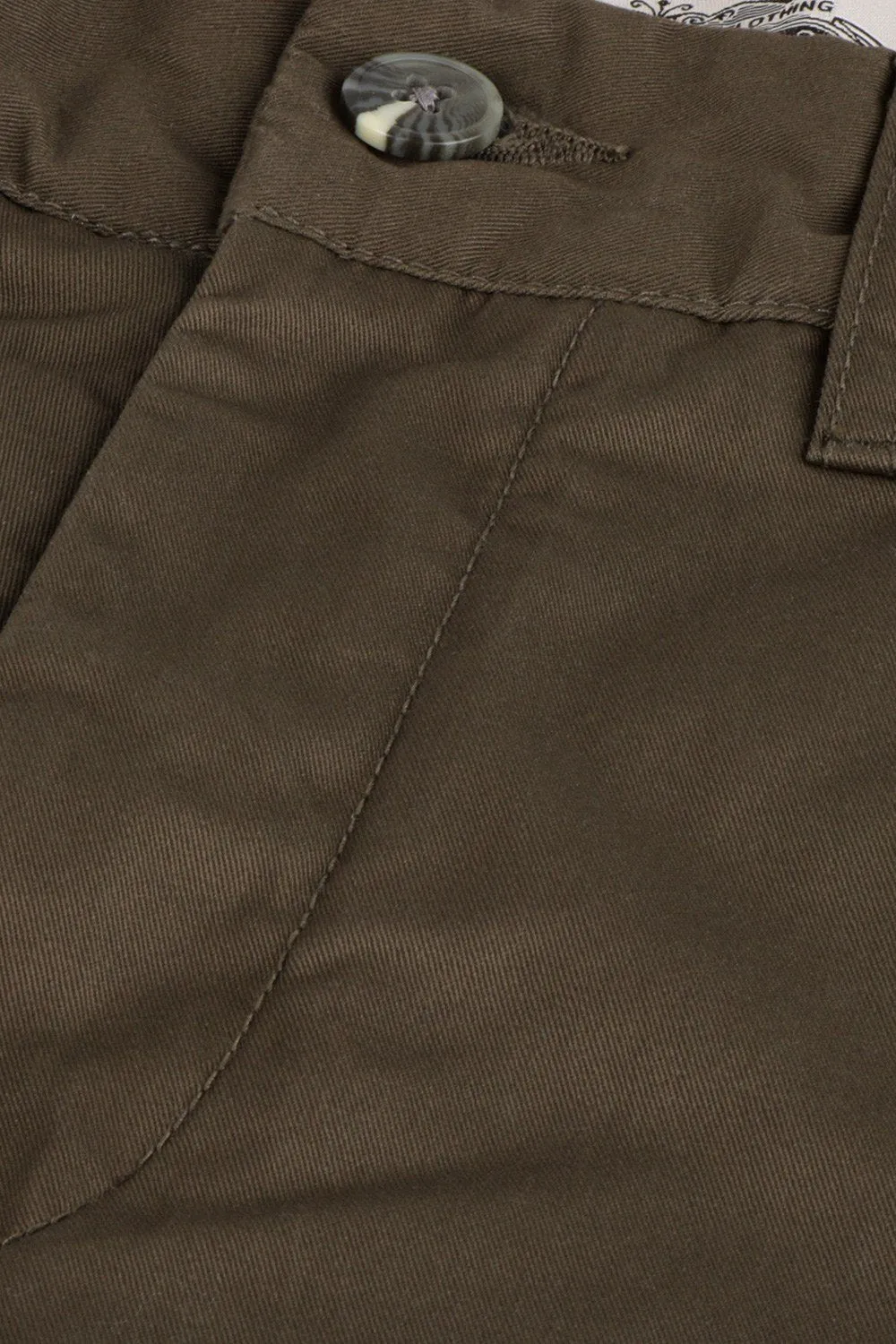 Olive Green Twill Chino Shorts