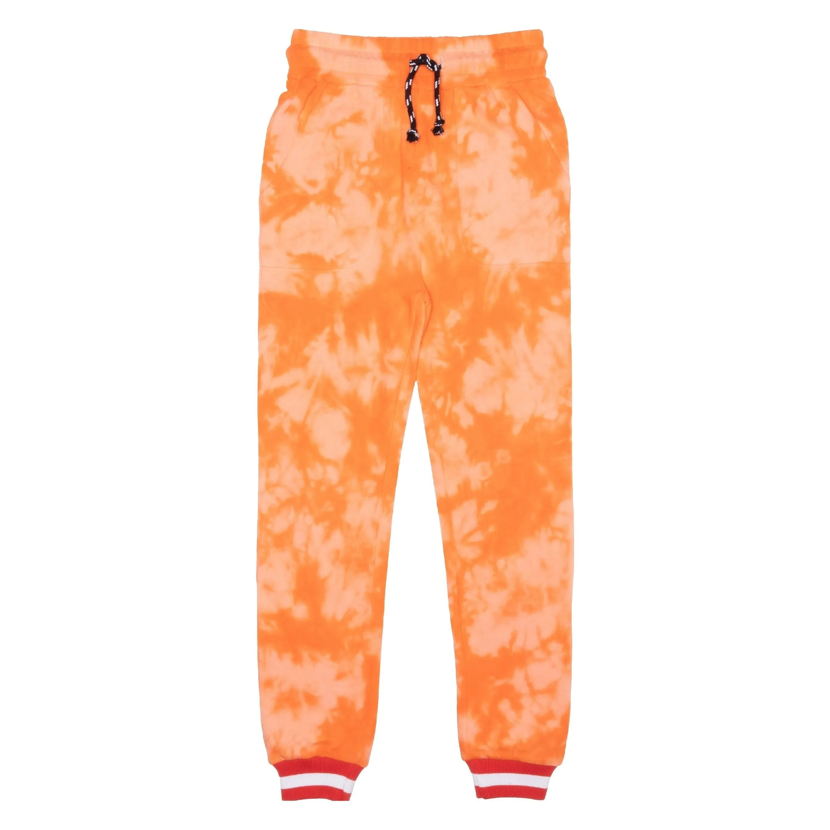 Orange Tie-Dye Fleece Joggers