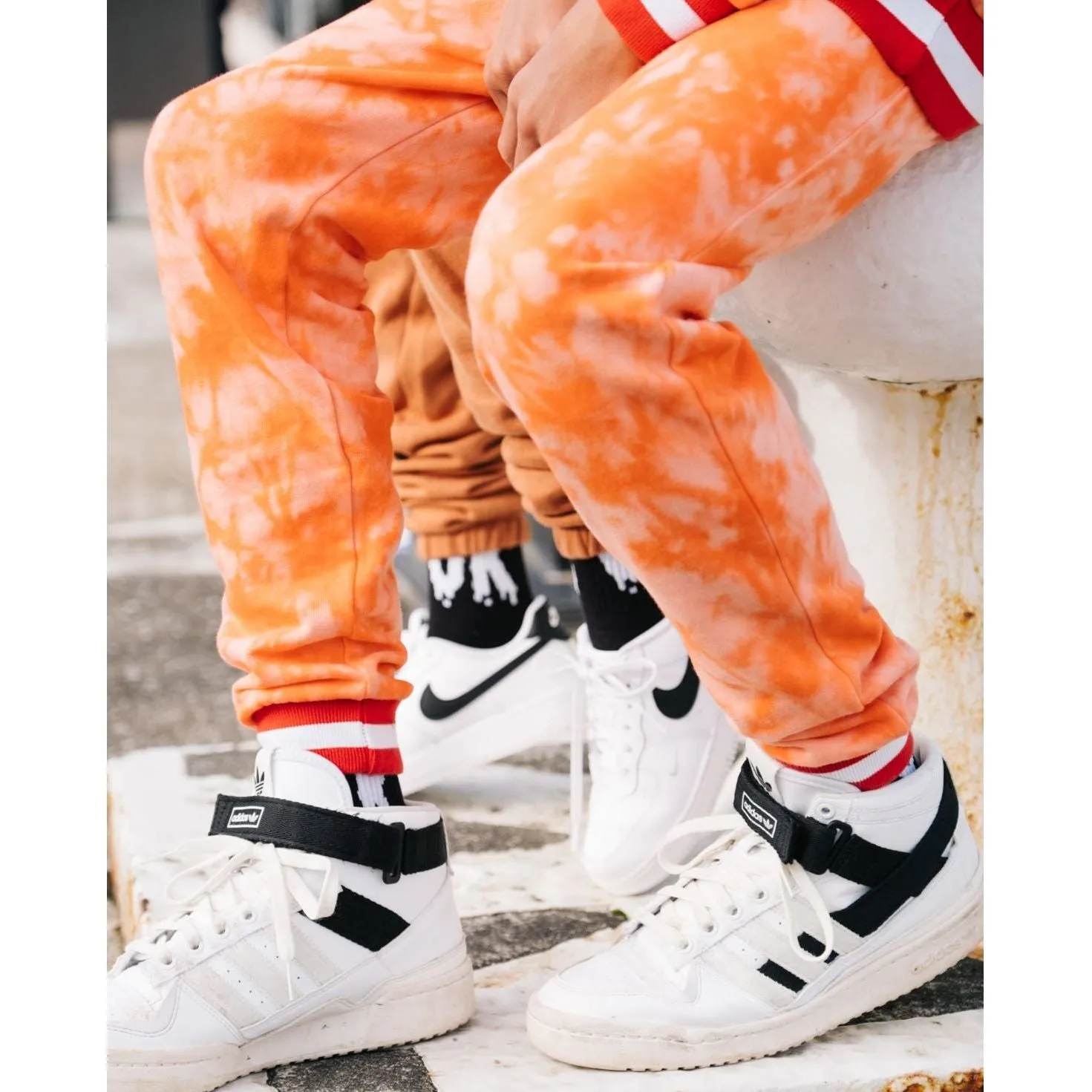 Orange Tie-Dye Fleece Joggers