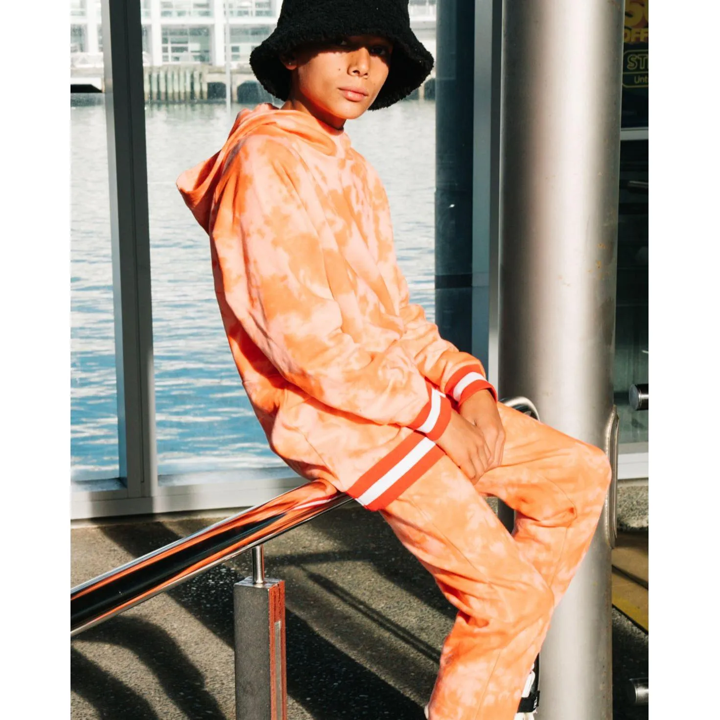 Orange Tie-Dye Fleece Joggers