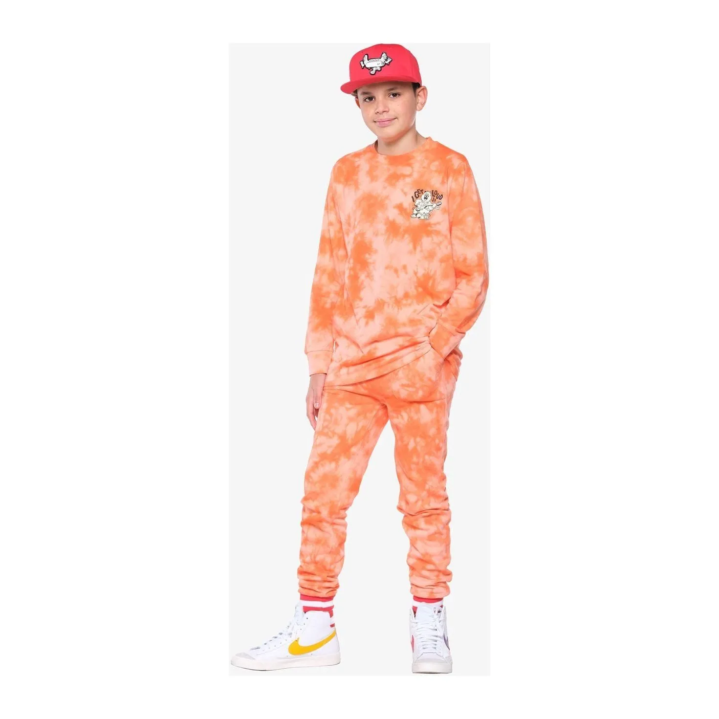 Orange Tie-Dye Fleece Joggers