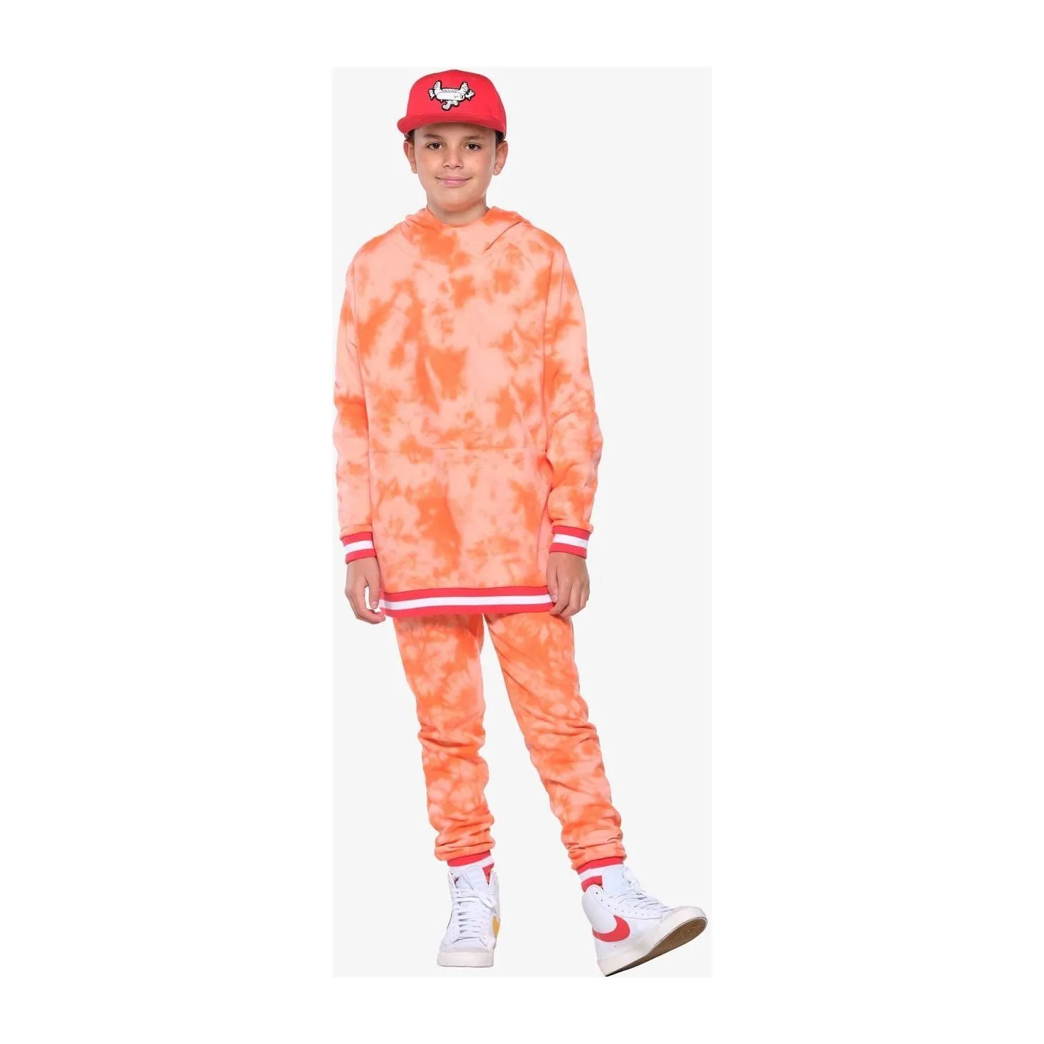 Orange Tie-Dye Fleece Joggers