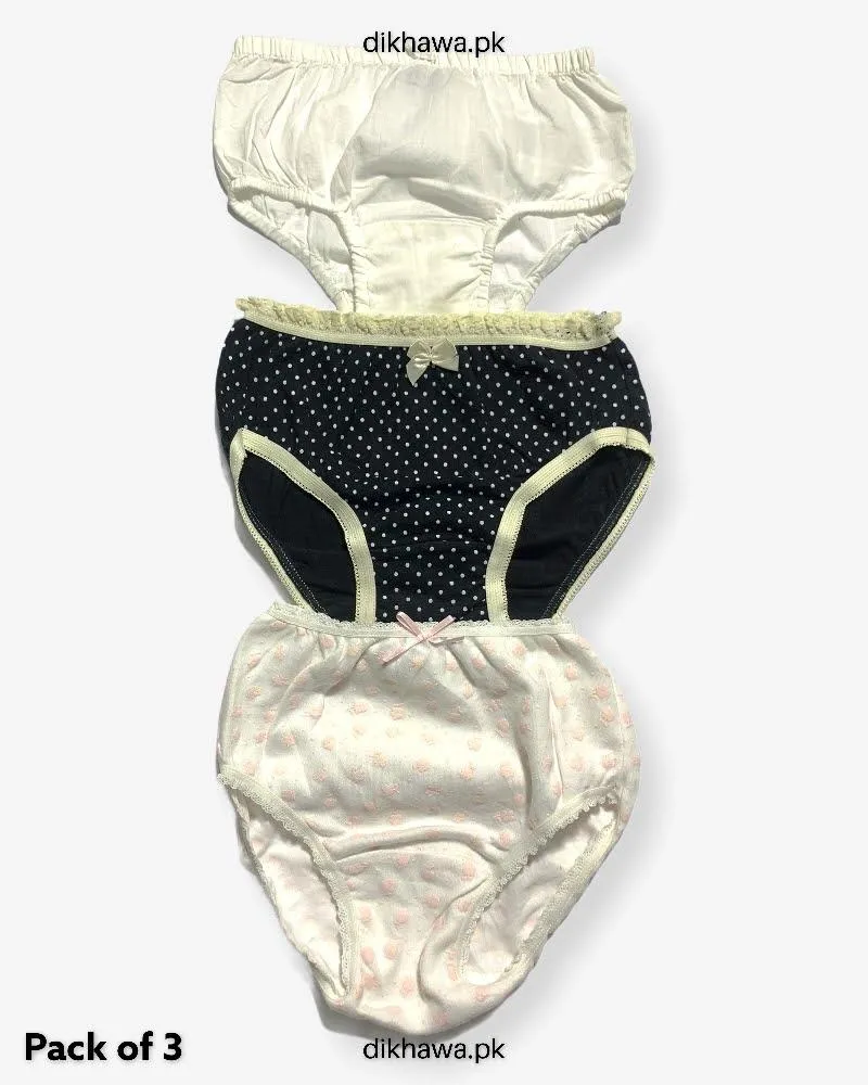 Pack of 3 Kids Panty Imported Stocklot Branded Girls Pure Cotton Printed Briefs Underwear Panty Combo