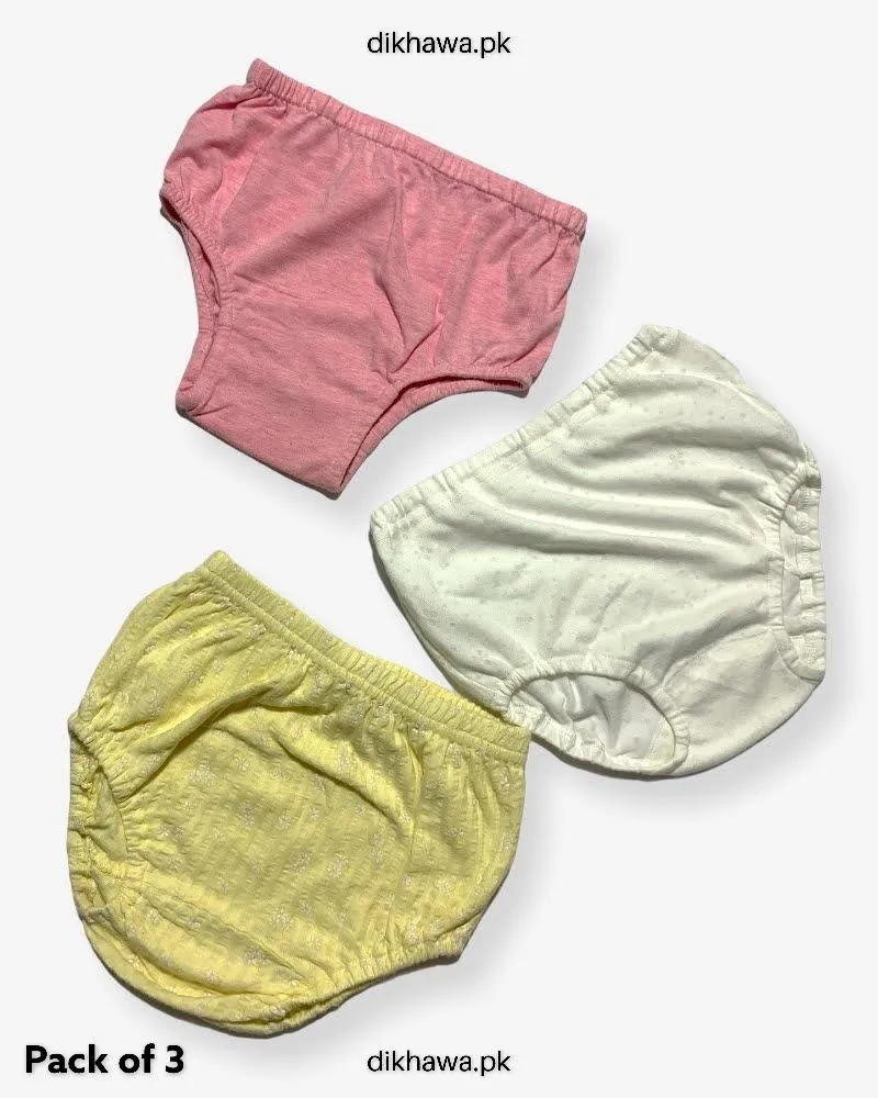 Pack of 3 Kids Panty Imported Stocklot Branded Girls Pure Cotton Printed Briefs Underwear Panty Combo