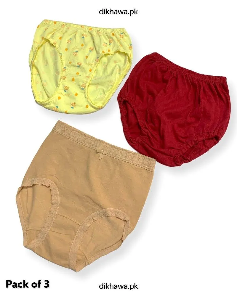 Pack of 3 Kids Panty Imported Stocklot Branded Girls Pure Cotton Printed Briefs Underwear Panty Combo