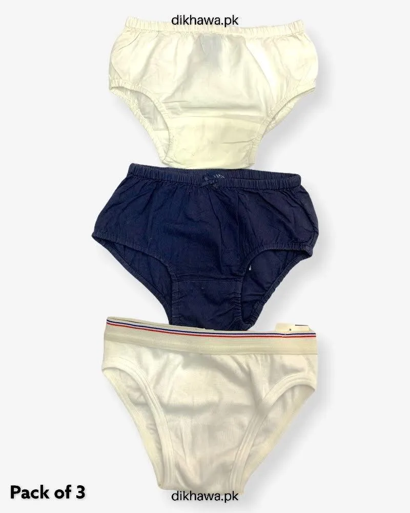 Pack of 3 Kids Panty Imported Stocklot Branded Girls Pure Cotton Printed Briefs Underwear Panty Combo
