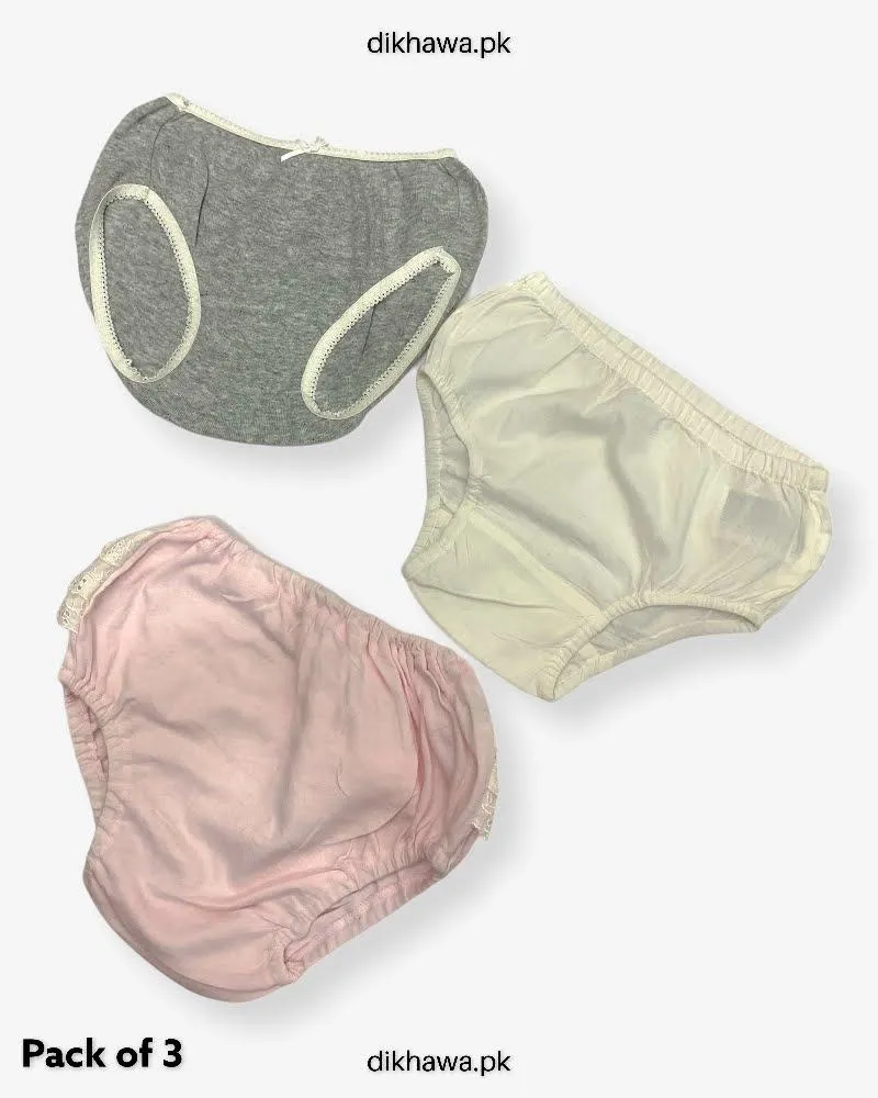 Pack of 3 Kids Panty Imported Stocklot Branded Girls Pure Cotton Printed Briefs Underwear Panty Combo