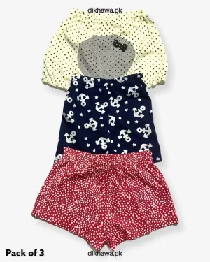 Pack of 3 Kids Panty Imported Stocklot Branded Girls Pure Cotton Printed Briefs Underwear Panty Combo