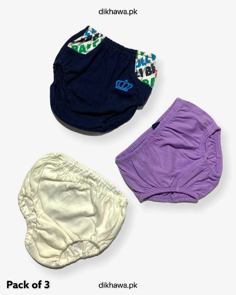 Pack of 3 Kids Panty Imported Stocklot Branded Girls Pure Cotton Printed Briefs Underwear Panty Combo