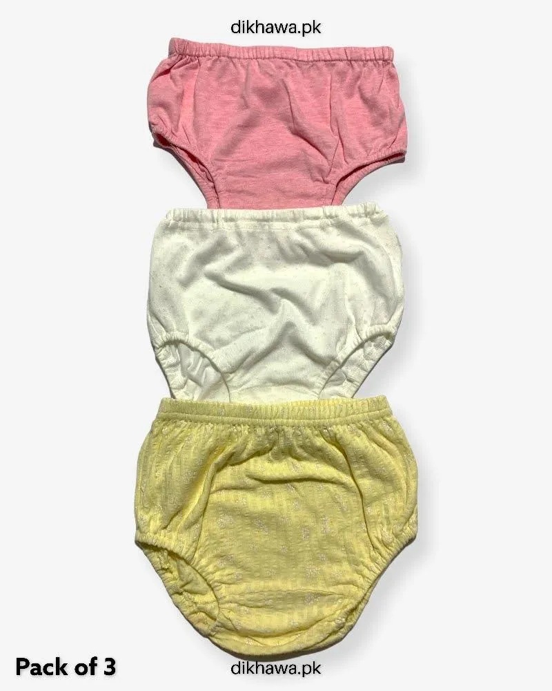 Pack of 3 Kids Panty Imported Stocklot Branded Girls Pure Cotton Printed Briefs Underwear Panty Combo