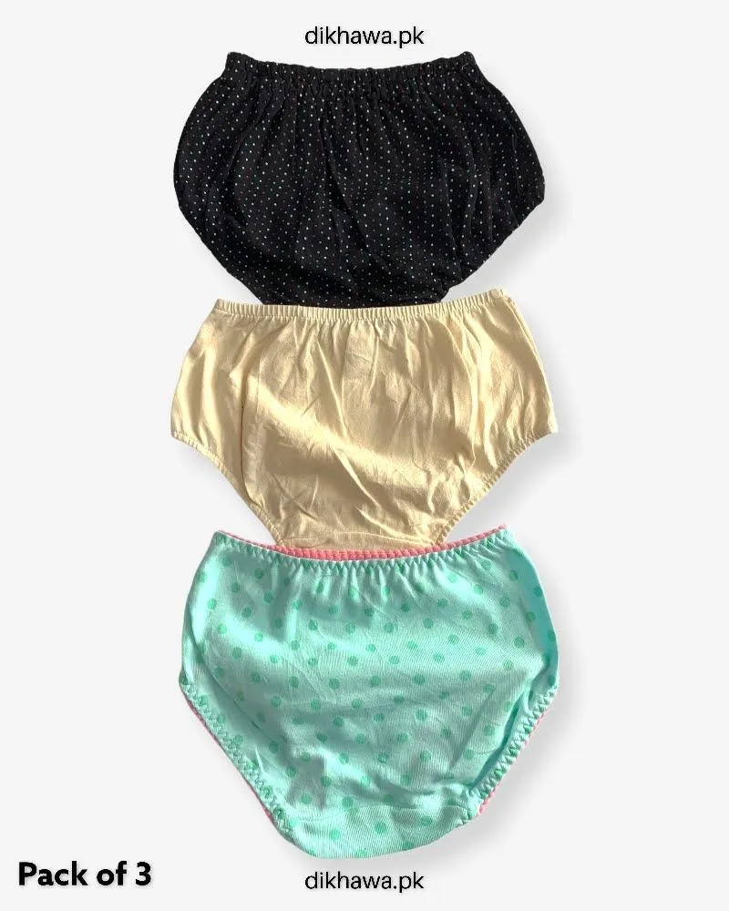 Pack of 3 Kids Panty Imported Stocklot Branded Girls Pure Cotton Printed Briefs Underwear Panty Combo