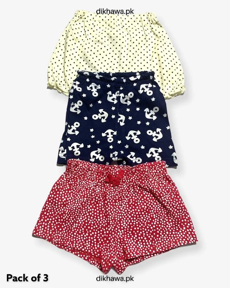Pack of 3 Kids Panty Imported Stocklot Branded Girls Pure Cotton Printed Briefs Underwear Panty Combo