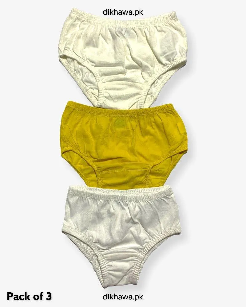 Pack of 3 Kids Panty Imported Stocklot Branded Girls Pure Cotton Printed Briefs Underwear Panty Combo