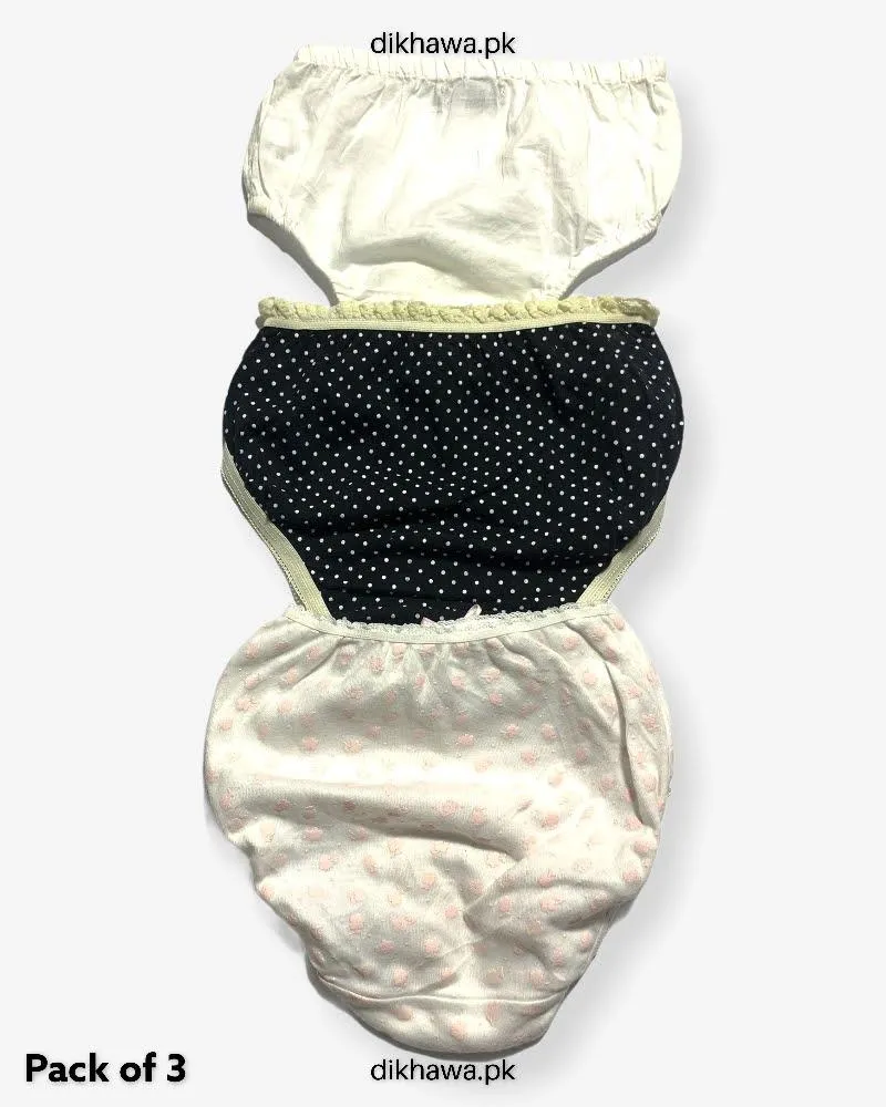 Pack of 3 Kids Panty Imported Stocklot Branded Girls Pure Cotton Printed Briefs Underwear Panty Combo