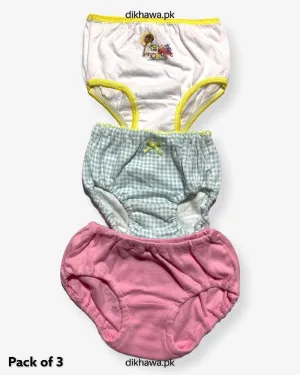 Pack of 3 Kids Panty Imported Stocklot Branded Girls Pure Cotton Printed Briefs Underwear Panty Combo