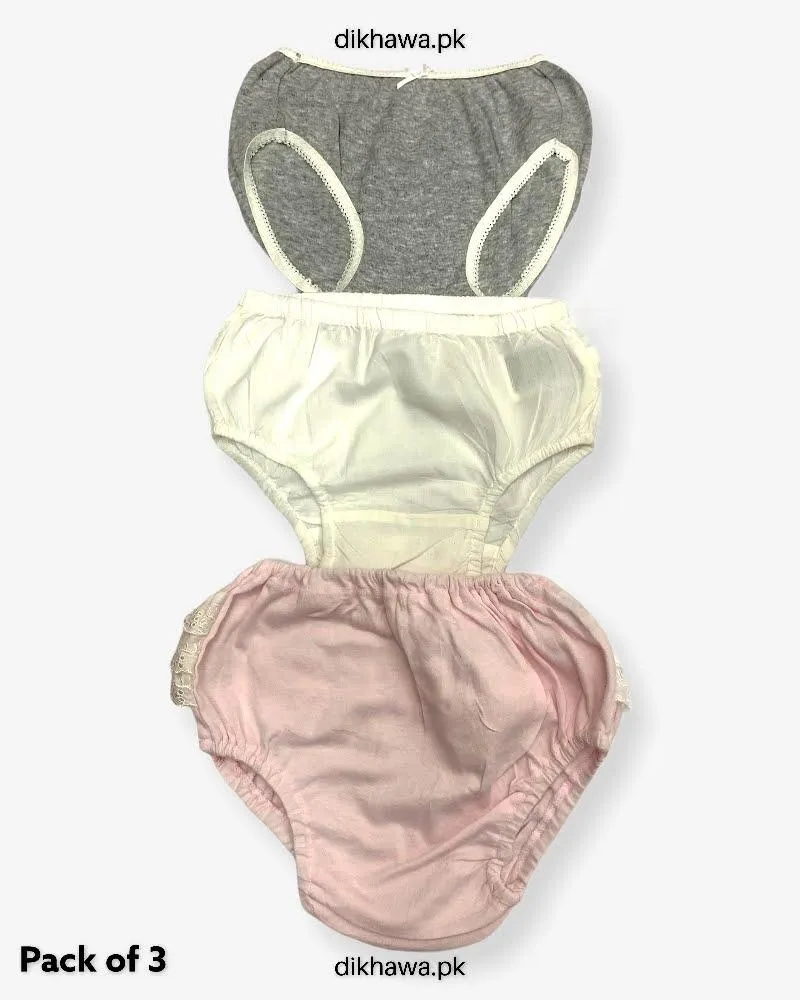 Pack of 3 Kids Panty Imported Stocklot Branded Girls Pure Cotton Printed Briefs Underwear Panty Combo