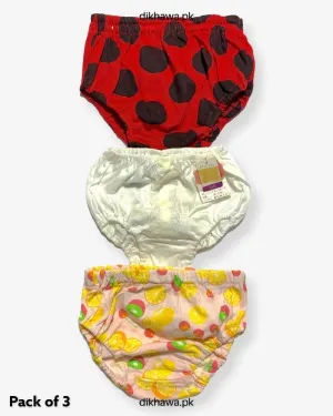 Pack of 3 Kids Panty Imported Stocklot Branded Girls Pure Cotton Printed Briefs Underwear Panty Combo