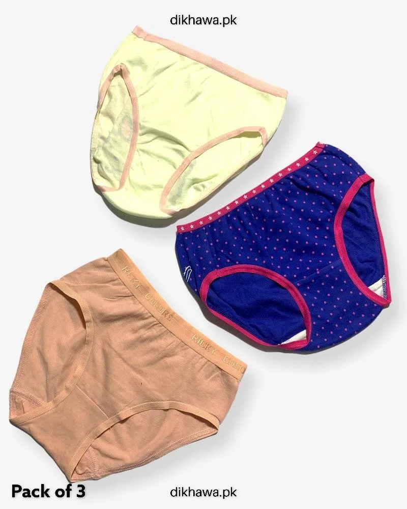Pack of 3 Kids Panty Imported Stocklot Branded Girls Pure Cotton Printed Briefs Underwear Panty Combo