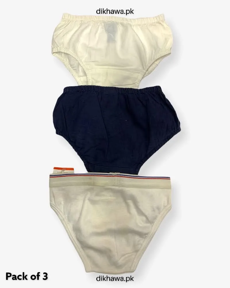 Pack of 3 Kids Panty Imported Stocklot Branded Girls Pure Cotton Printed Briefs Underwear Panty Combo