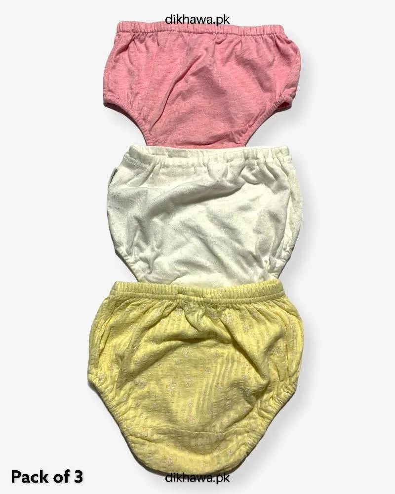 Pack of 3 Kids Panty Imported Stocklot Branded Girls Pure Cotton Printed Briefs Underwear Panty Combo