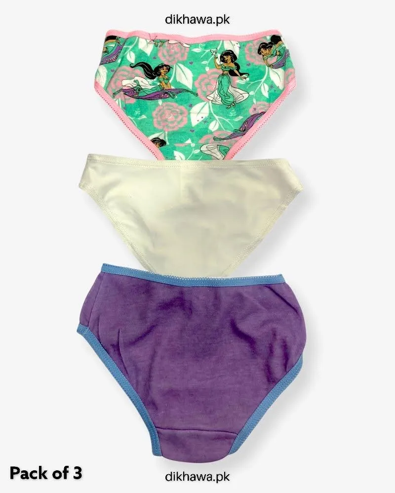 Pack of 3 Kids Panty Imported Stocklot Branded Girls Pure Cotton Printed Briefs Underwear Panty Combo