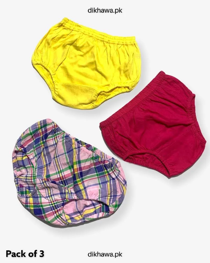 Pack of 3 Kids Panty Imported Stocklot Branded Girls Pure Cotton Printed Briefs Underwear Panty Combo