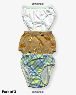 Pack of 3 Kids Panty Imported Stocklot Branded Girls Pure Cotton Printed Briefs Underwear Panty Combo