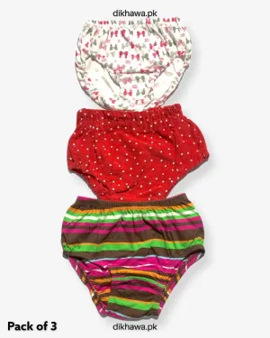 Pack of 3 Kids Panty Imported Stocklot Branded Girls Pure Cotton Printed Briefs Underwear Panty Combo