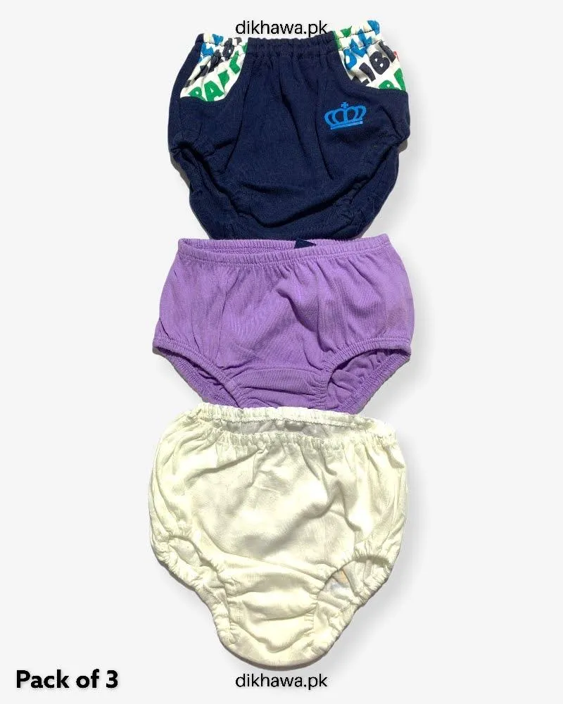 Pack of 3 Kids Panty Imported Stocklot Branded Girls Pure Cotton Printed Briefs Underwear Panty Combo