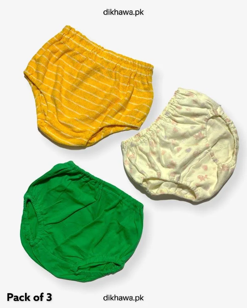 Pack of 3 Kids Panty Imported Stocklot Branded Girls Pure Cotton Printed Briefs Underwear Panty Combo