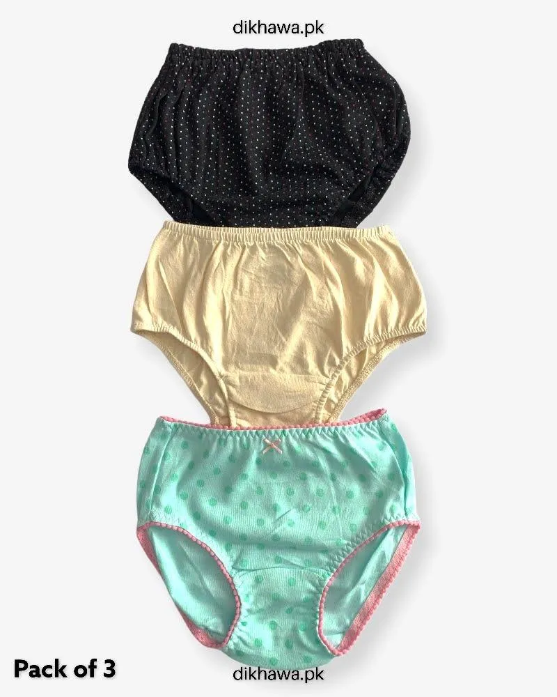 Pack of 3 Kids Panty Imported Stocklot Branded Girls Pure Cotton Printed Briefs Underwear Panty Combo